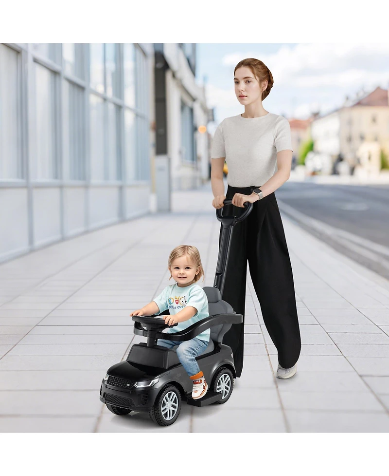 Slickblue Kids 3-in-1 Push Car with Removable Handle and Safety Guardrail