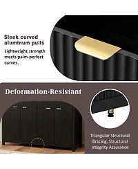 Rainsken Modern Fluted Sideboard Buffet Cabinet, Wood Console Table with 2 Drawers, 4 Doors and Adjustable Shelves for Living Room