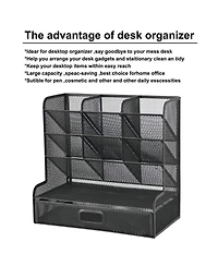 Gnuadz Mesh Pen Holder with Drawer Organizer
