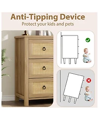 Gaomon Rattan 4 Drawer Bedroom Dresser Freestanding Storage Cabinet