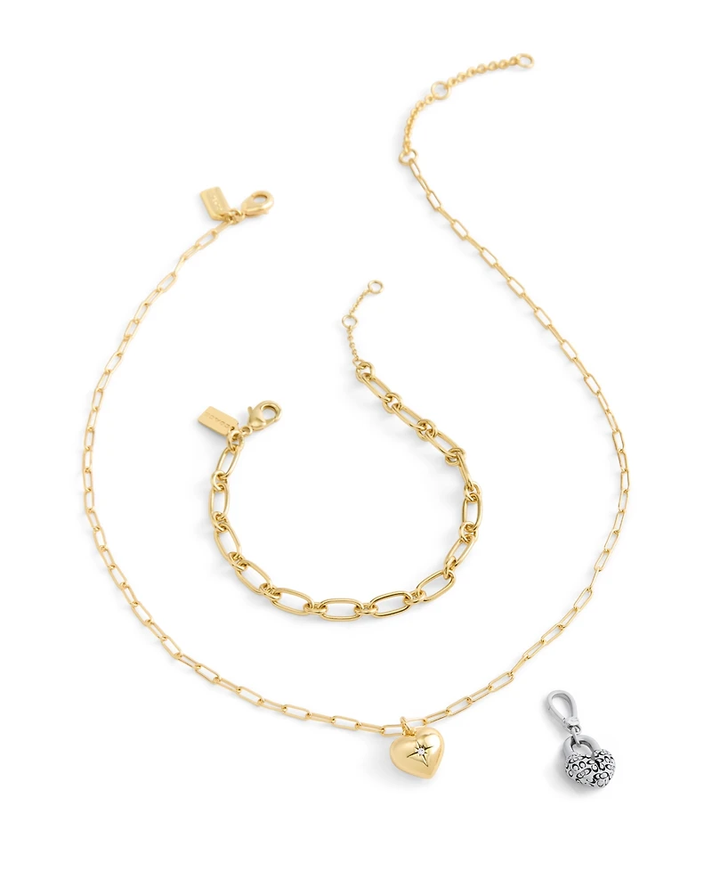 Coach Faux Stone Collectible Signature Quilted C Broken Heart Jewelry Charm