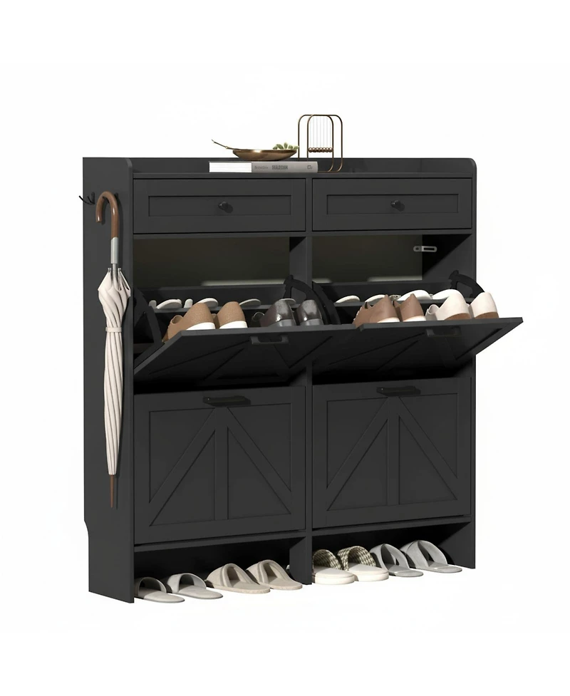 Yigii Rustic Farmhouse Narrow Shoe Cabinet Entryway Hallway Large Capacity Slim Storage Rack