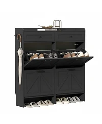 Yigii Rustic Farmhouse Narrow Shoe Cabinet Entryway Hallway Large Capacity Slim Storage Rack