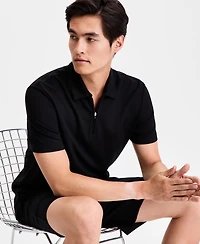 Alfani Men's Short-Sleeve Essential Zip Polo Shirt, Macy's Exclusive