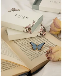 Fable England Enamel Blue Butterfly Brooch