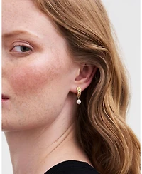 Fable England Blackberry Bramble Pearl Drop Gold Huggie Earrings