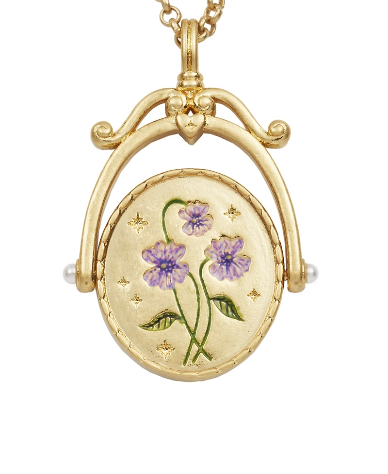 Fable England V Initial Violet Gold Spinner Chain Necklace