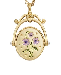 Fable England V Initial Violet Gold Spinner Chain Necklace