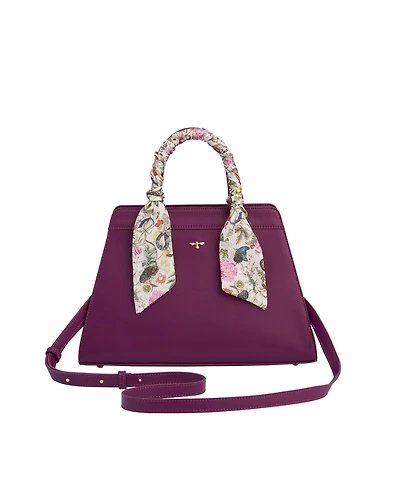 Fable England Floral Engravings Large Plum Tote