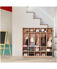 gaomon Wall Mounted Cubby Organizer with 15 Storage Compartments and Hooks