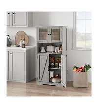gaomon Tall Bathroom Storage Cabinet with 4 Doors and Adjustable Shelves