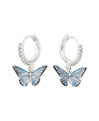 Fable England Blue Butterfly Earrings Silver