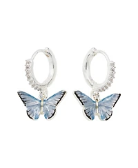 Fable England Blue Butterfly Earrings Silver