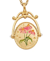 Fable England E Initial Echinacea Gold Spinner Chain Necklace