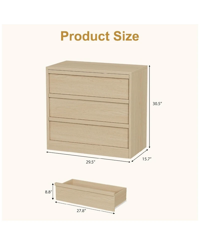 Gaomon 3 Drawer Wood Dresser with Modern Design for Bedroom