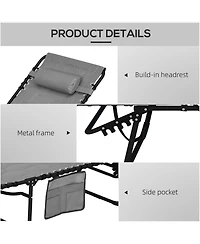 Outsunny Folding Chaise Lounge, Padded Reclining Tanning Chair, Black