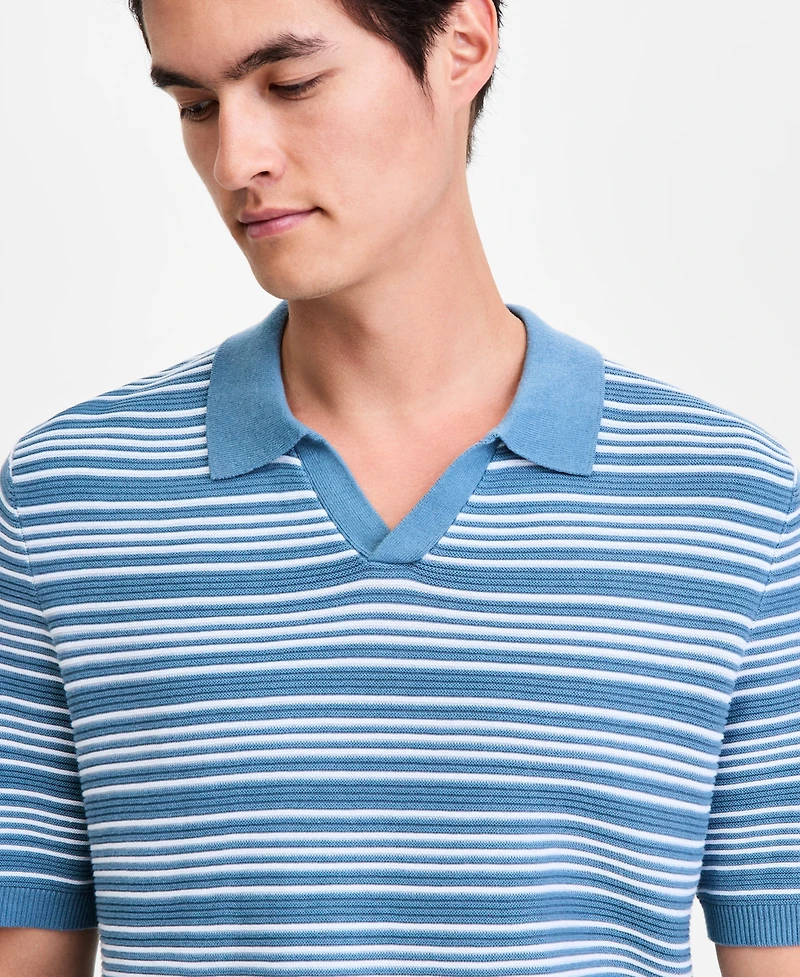 Alfani Men's Short-Sleeve Stripe Button Johnny Sweater, Macy's Exclusive