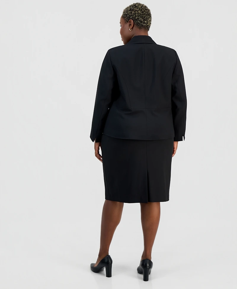 Le Suit Plus Shawl-Collar One-Button Jacket & Yoked Slim Skirt