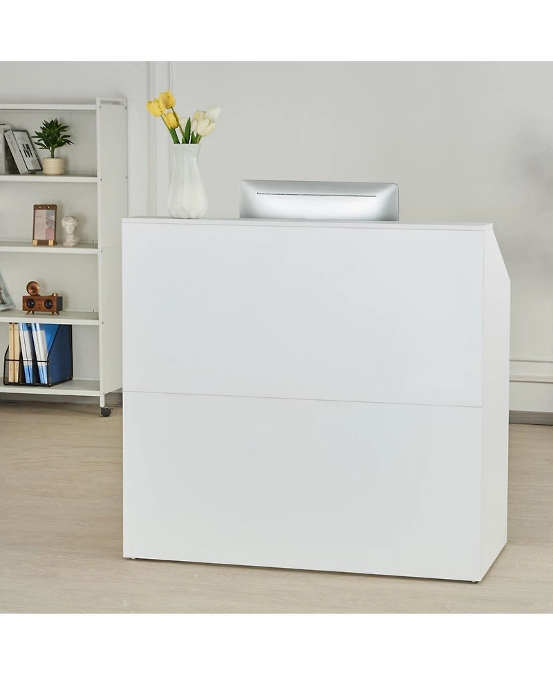 Sugift Reception Desk, 46 Inch Rectangular Front Counter Table for Office and Retail Use