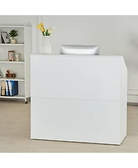Sugift Reception Desk, 46 Inch Rectangular Front Counter Table for Office and Retail Use