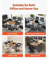 Sugift Conference Table, 6 ft Oval, Office Meeting Table for 6-8 People with Metal Legs