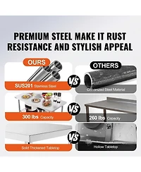 Sugift Folding Commercial Prep Table, 48 x 24 Inch, Stainless Steel, 300 lbs Capacity