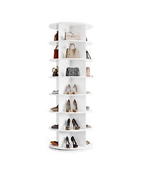 homfan 7 Tier Rotating Shoe Rack, White, 360degree(s) Shoe Storage Tower for 28 to 32 Pairs