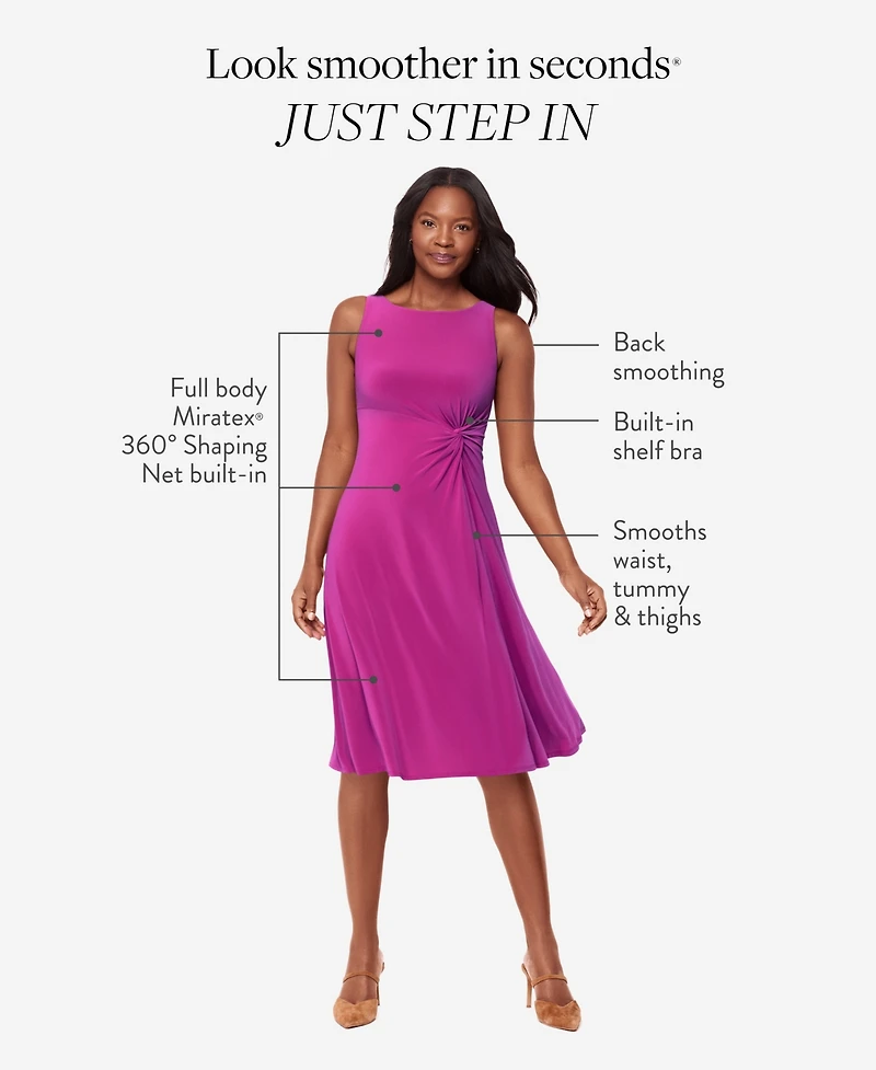 Body by Miraclesuit Women's Solid Remi Jewel Neck Midi Dress