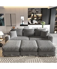 Streamdale Furniture 82.7" Plush Corduroy 3-Seat Sofa, Modern Comfy Upholstered Cloud Couch
