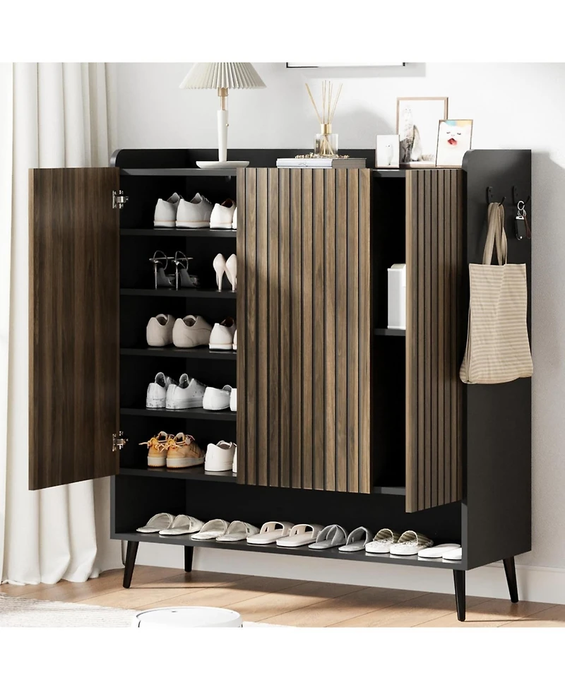 gaomon Shoe Cabinet, 30 Pairs Large Shoe Cabinet with 3 Doors, Adjustable Shelves, Shoe Organizer with Doors for Hallway, Entryway, Living Room