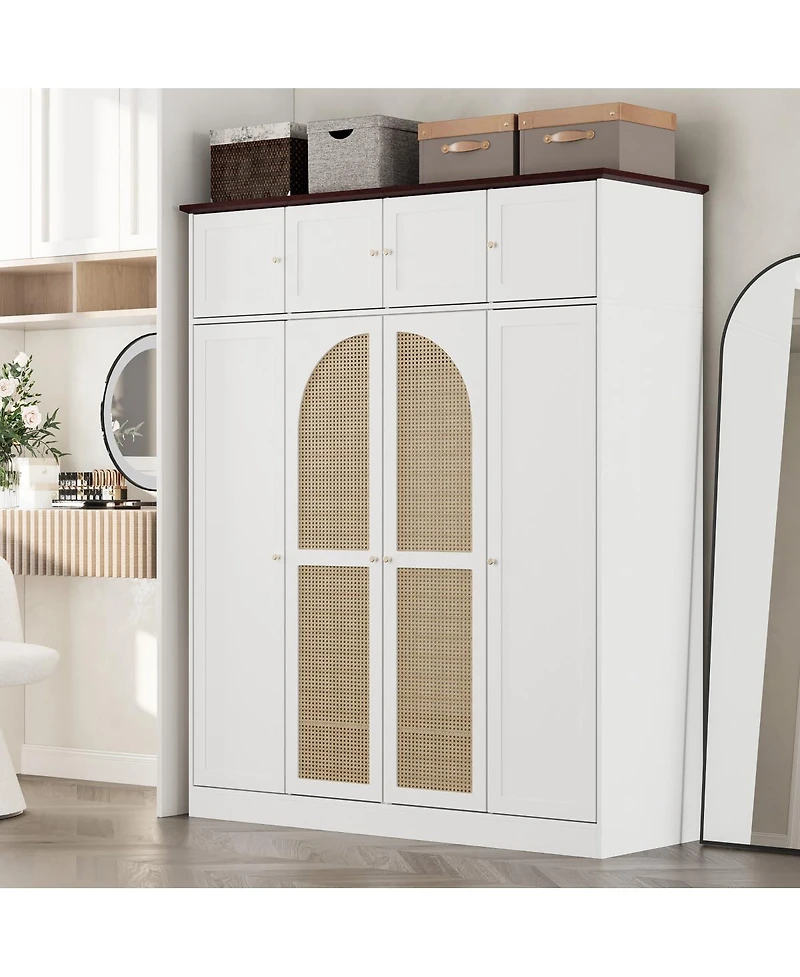Streamdale Furniture 8-Door Rattan Wardrobe with Flexible Storage