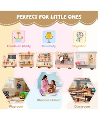 Mecale Wooden Sensory Wall Panel with Vanity & Toolbox, Fun Interactive Play for Kids