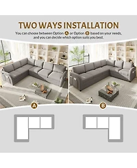 Streamdale Furniture Oversize L-Shaped Sofa Couch with Pull-Out Bed & Usb Port