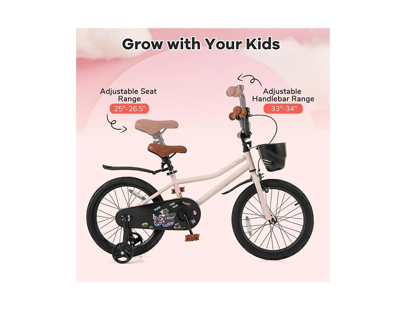 Hongge 18 Inch Kids Bike with Basket and Adjustable Handlebar-4-8 Years