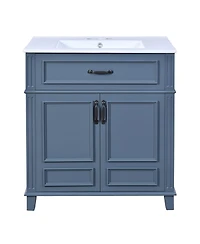 Sillysis 30" Bathroom Vanity with Ceramic Sink, Solid Wood Frame & Soft Close Drawers for Modern Home