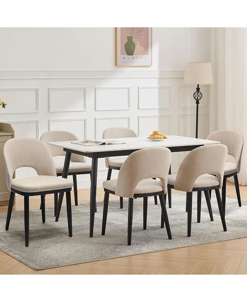 gaomon Wooden Dining Chairs Set of 2, Modern Fabric Upholstered Dining Room Chair, Large Dining Room Kitchen Chairs with High Back & Deep Seat