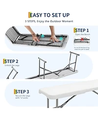 gaomon Portable Folding Bench 6 Foot, Plastic Foldable Bench Hdpe BenchTop with Carrying Handle for Outdoor Picnic Camping Party Sports Activities