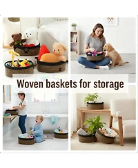 Yigii 3 Rectangular Woven Rope Storage Baskets for Home Organization