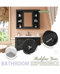 Sillysis 36" Bathroom Vanity with Sink and Mirror, Modern Freestanding Solid Wood Mdf Cabinet, 3 Drawers 2 Doors for Large Storage