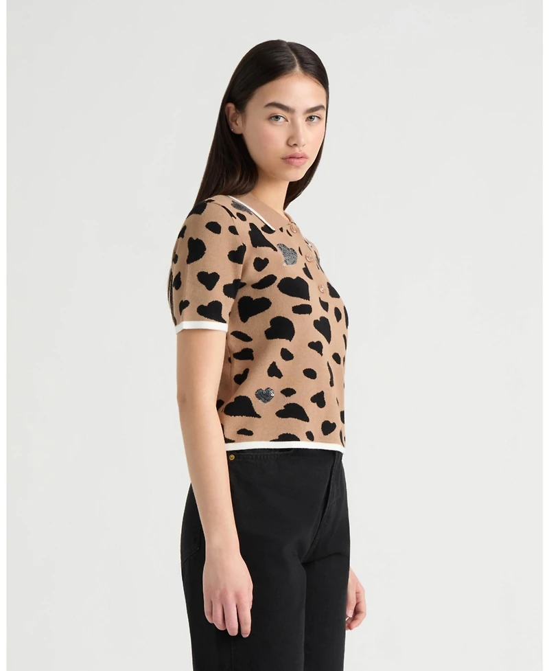 Nvlt Women's Short Sleeve Polo Sweater