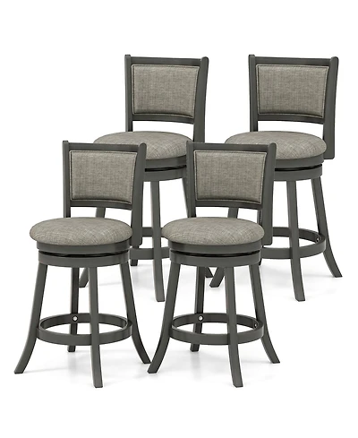 Gymax Swivel Bar Stools Set of w/ Soft-padded Back and Seat Sturdy Wooden Frame