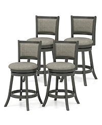 Gymax Swivel Bar Stools Set of w/ Soft-padded Back and Seat Sturdy Wooden Frame