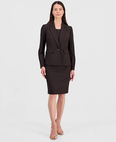Le Suit Women's One-Button Peplum Jacket & Basic Sheath Dress