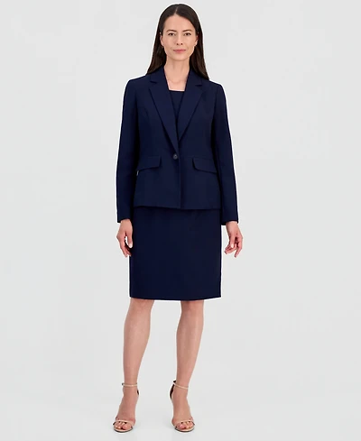 Le Suit Women's One-Button Peplum Jacket & Basic Sheath Dress