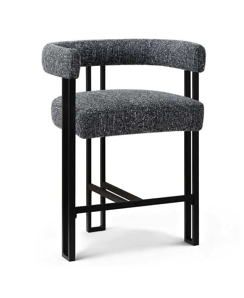 Maison Boucle Upholstered Counter Height Stool with Arms, Metal Frame 1 Pc