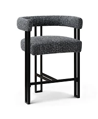Maison Boucle Upholstered Counter Height Stool with Arms, Metal Frame 1 Pc