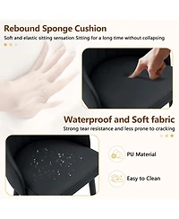 Rainsken Pu Leather Bar Stools Set of 2, Modern Counter Height Chairs with Ergonomic Backrest and Metal Footrest for Kitchen Island