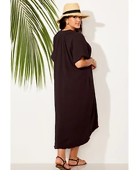 Swimsuits for All Women's Cotton Gauze High-Low Sun Dress Cover Up