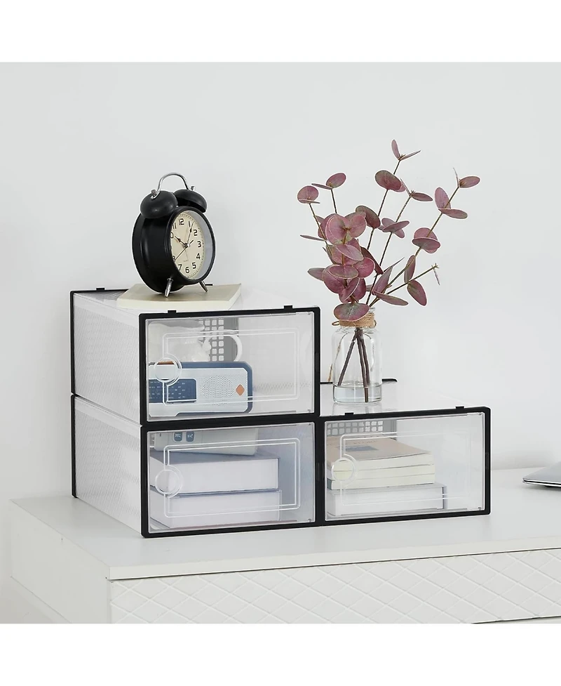 homfan 18 Pack Clear Shoe Storage Boxes with Front Doors