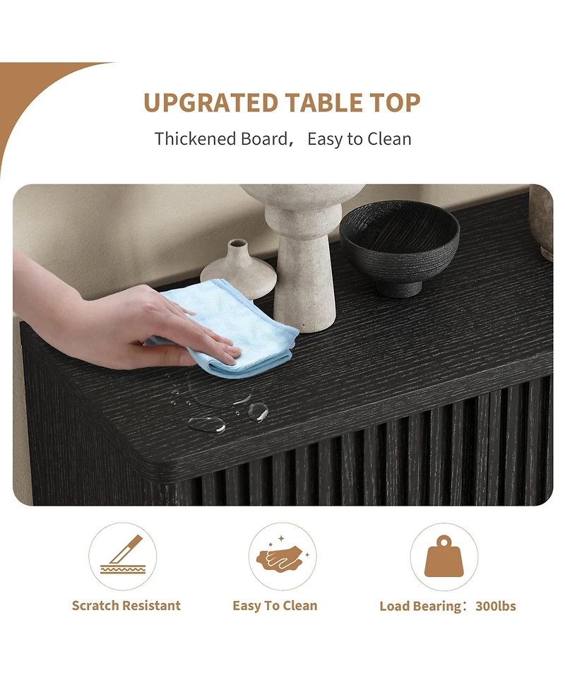 homfan 31.5 Shoe Cabinet with Fluted Door and Adjustable Shelves, Narrow Entryway Storage